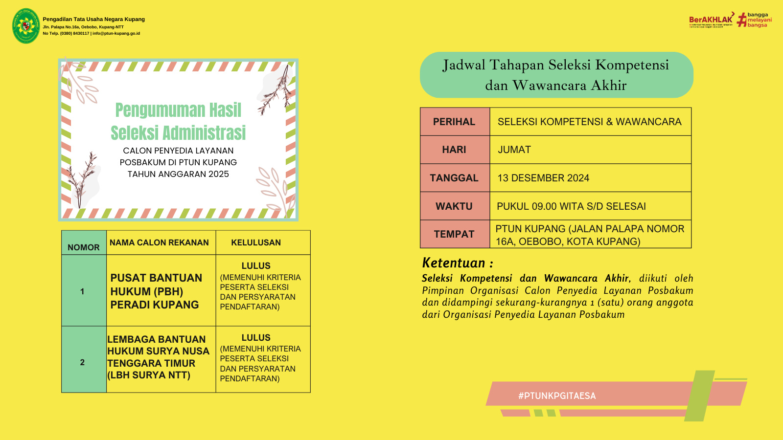 Pengumuman Hasil Seleksi Administrasi Posbakum T.A. 2025