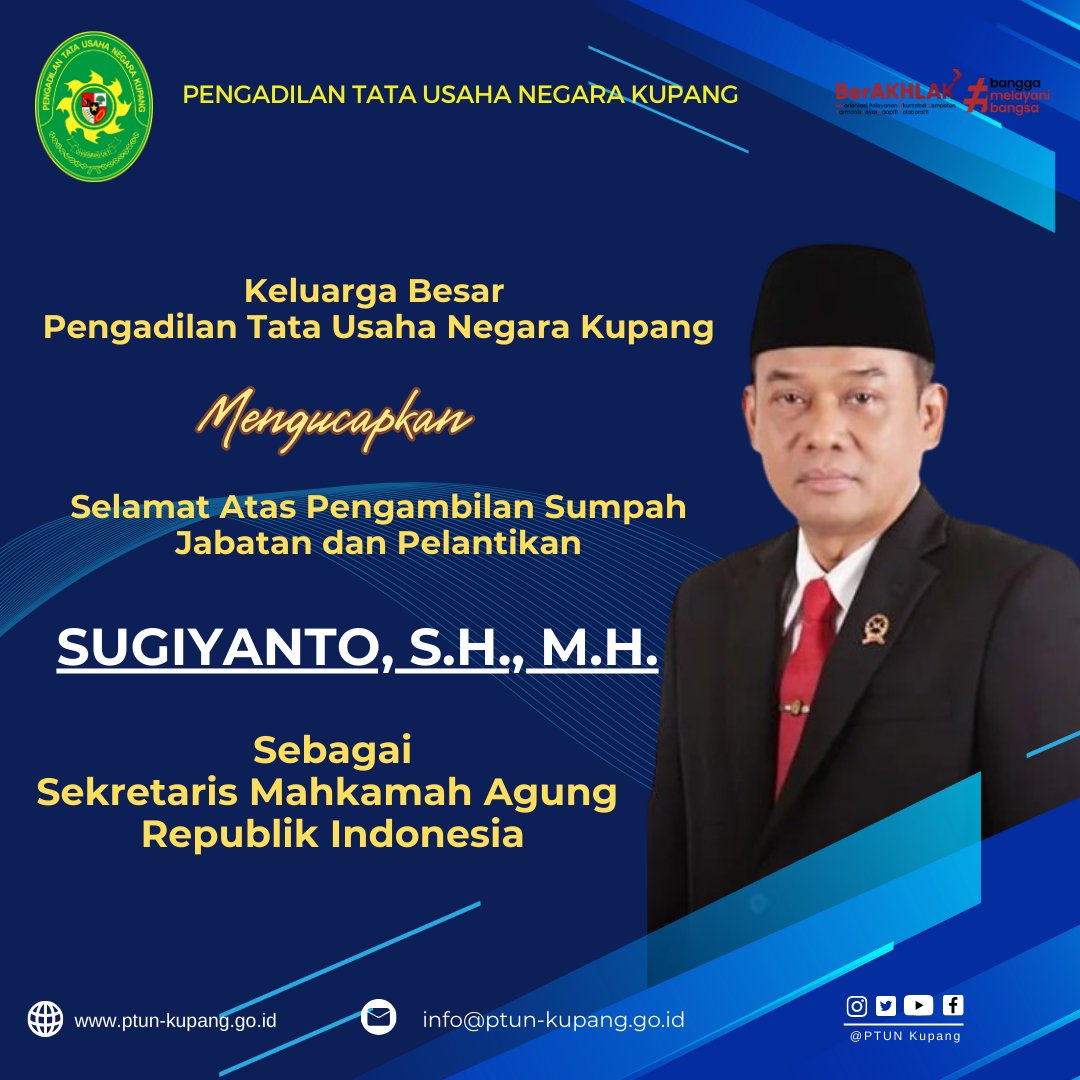 Selamat Atas Pengambilan Sumpah Jabatan dan Pelantikan Bapak Sugiyanto, S.H., M.H.