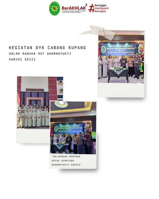 Ketua Pengadilan Tata Usaha Negara Kupang beserta Ibu menghadiri kegiatan Dharmayukti Karini Cabang Kupang pada Jumat, 3 Oktober 2025, dalam rangka memperingati Hari Ulang Tahun Dharmayukti Karini ke-XXIII 