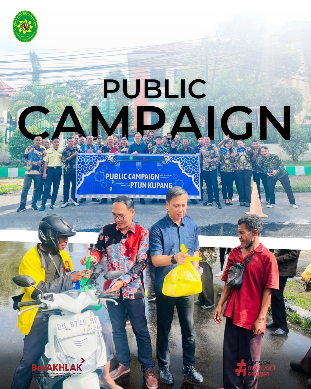 Public Campaign Anti Gratifikasi dan Stop Korupsi yang dirangkaikan dengan pembagian paket sembako kepada masyarakat.