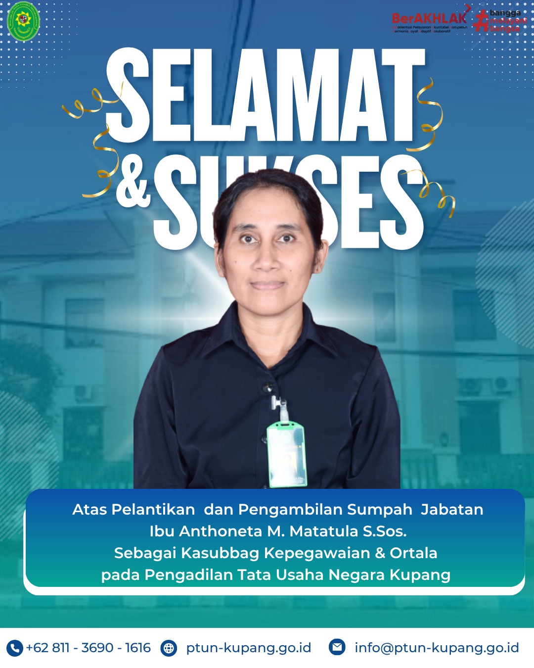 Selamat atas pelantikan dan pengambilan sumpah jabatan