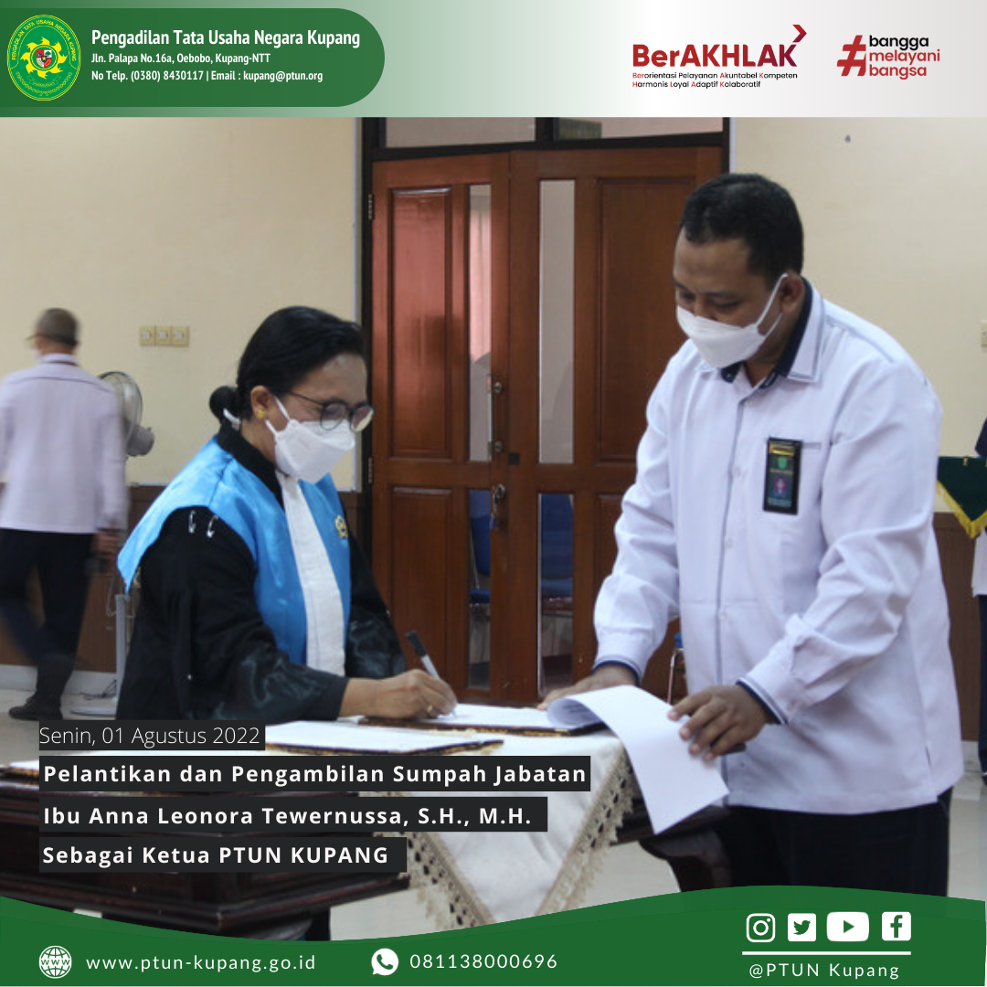 Pelantikan dan Pengambilan Sumpah Jabatan, Ibu Anna L. Tewernussa, S.H., M.H., Sebagai Ketua PTUN Kupang
