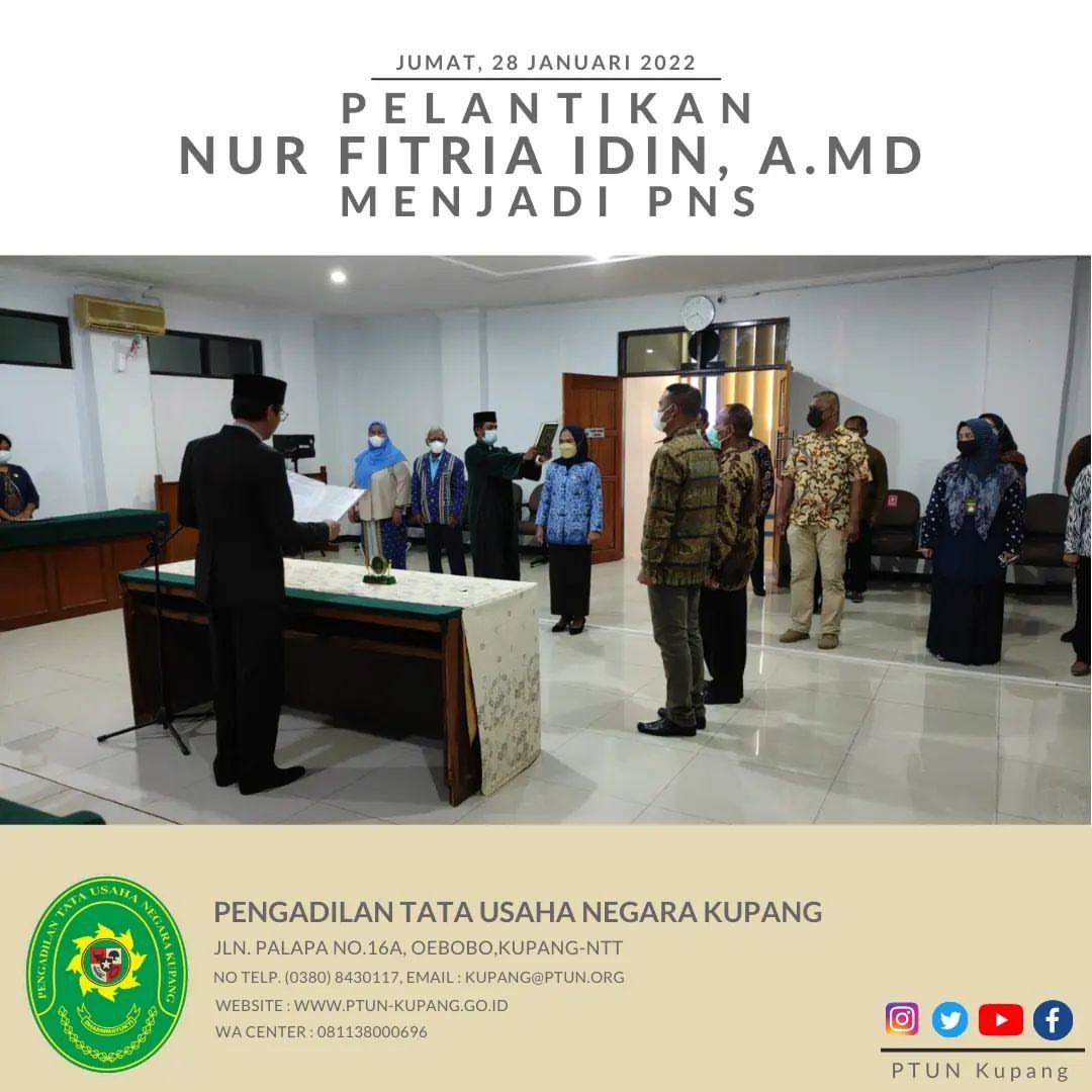 Pelantikan Nur Fitria Idin, A.Md menjadi PNS