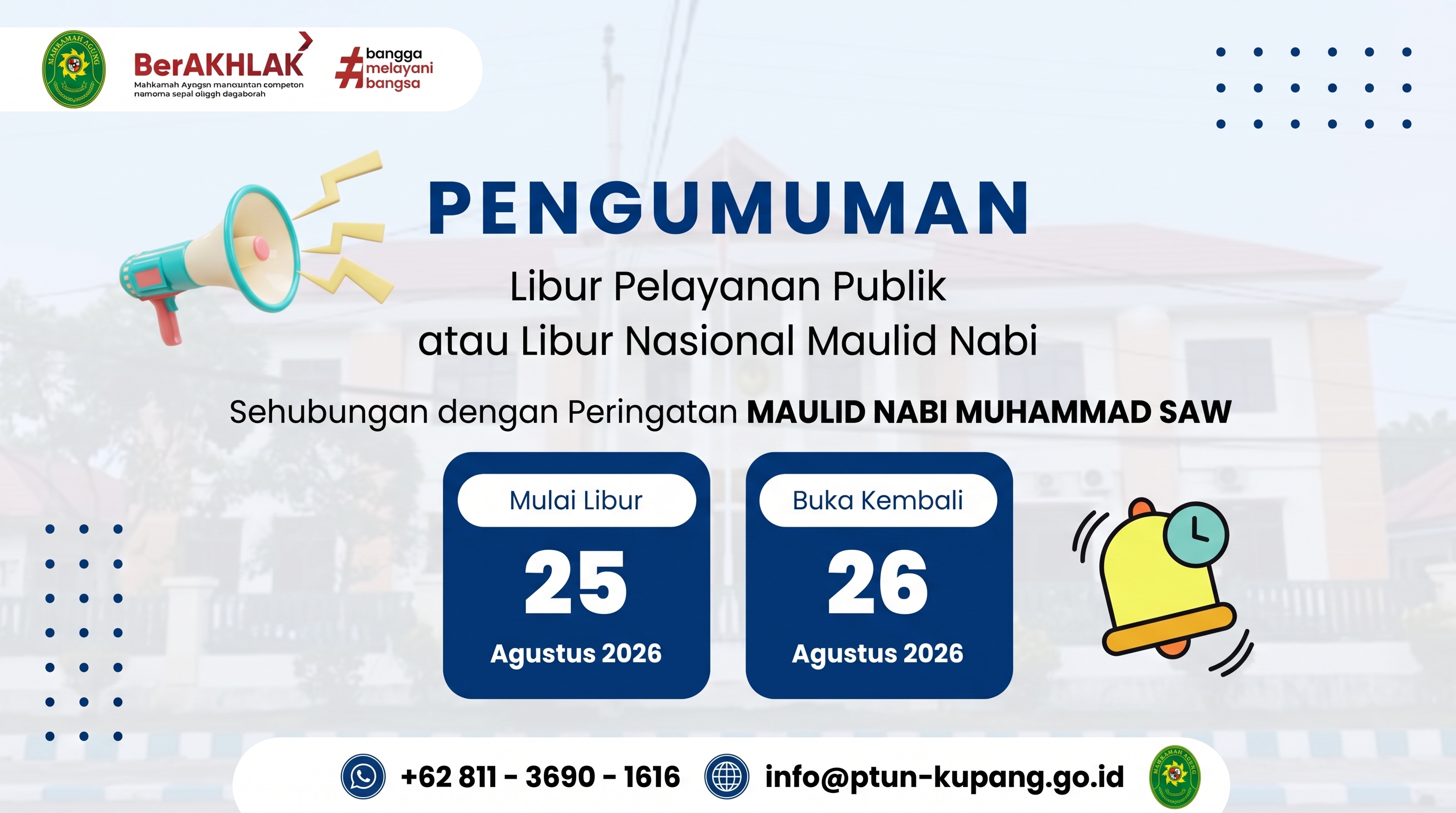 PENGUMUMAN LIBUR PELAYANAN DALAM RANGKA MAULID NABI MUHAMMAD SAW 1448 H